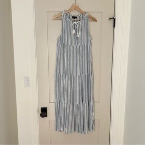J. Crew cotton blue white stripe dress/ swim cover